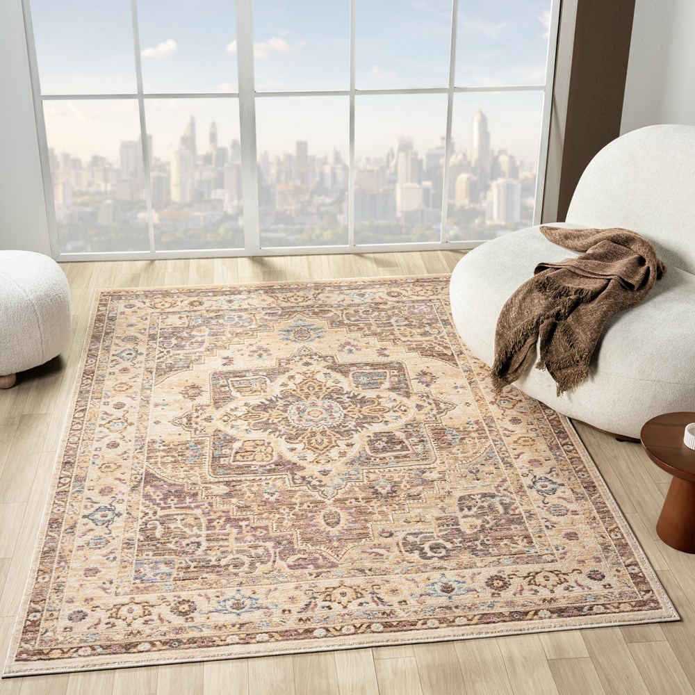 Alia 842G2 Traditional Medallion Rugs in Beige Grey